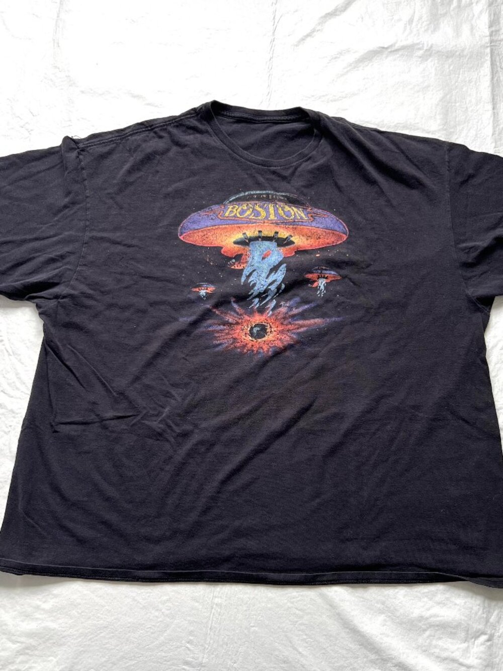 Boston band shirt Spaceship logo ufo retro style 3XL adult black graphic print